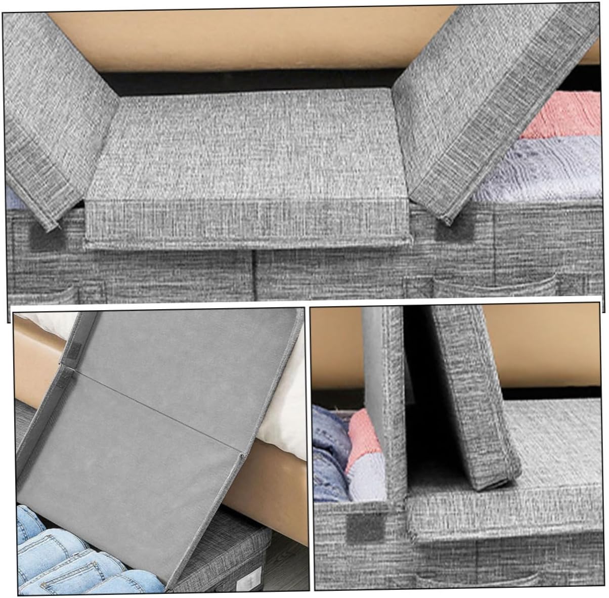 Ciieeo Bed Storage Organizer Foldable Clothes Storage Box Multi-functional Sundries Container Clamshell Design Sturdy Fabric Space Saver for Bedroom Closet and Dormitory