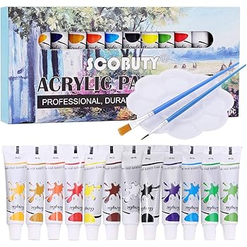 SCOBUTY Pittura Acrilica, Colori Acrilici, Vernice Acrilica per Dipingere a  Colata su Tela, Vetro, Carta, Legno, Ceramica e Sassi (12ML): Amazon.it:  Casa e cucina