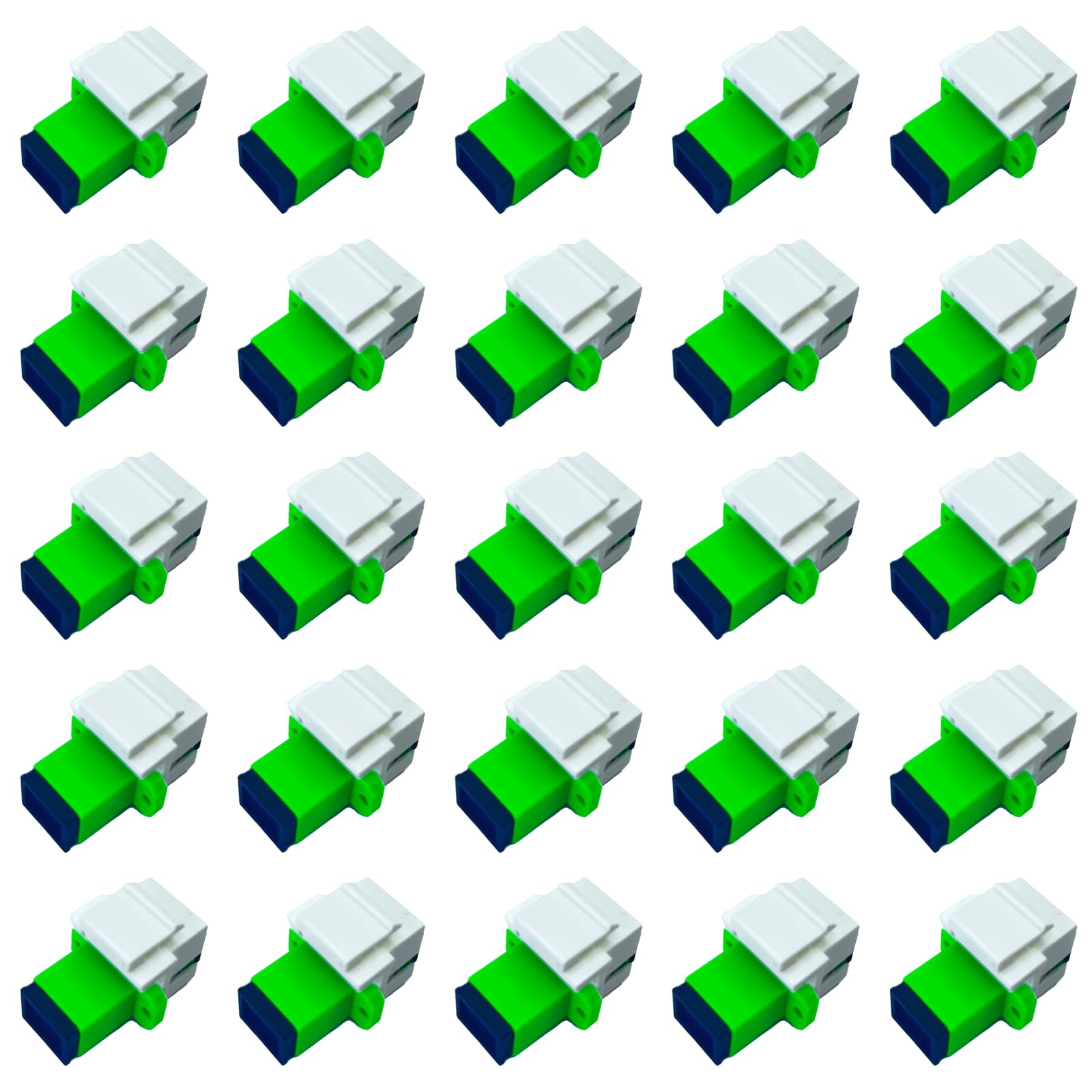 Lot de 25 coupleurs de fibre optique SC monomode prise Keystone pour panneaux de brassage et plaques murales, adaptateur de câble de fibre optique (vert gazon, contact physique coudé)