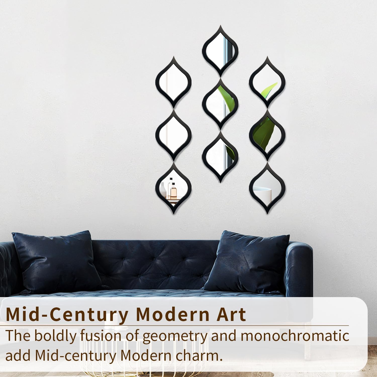 LiveInUrban Retro Mid Century Modern Wall Decor for Bedroom Living Room Decoration, Silver Tear Drop 3PCS