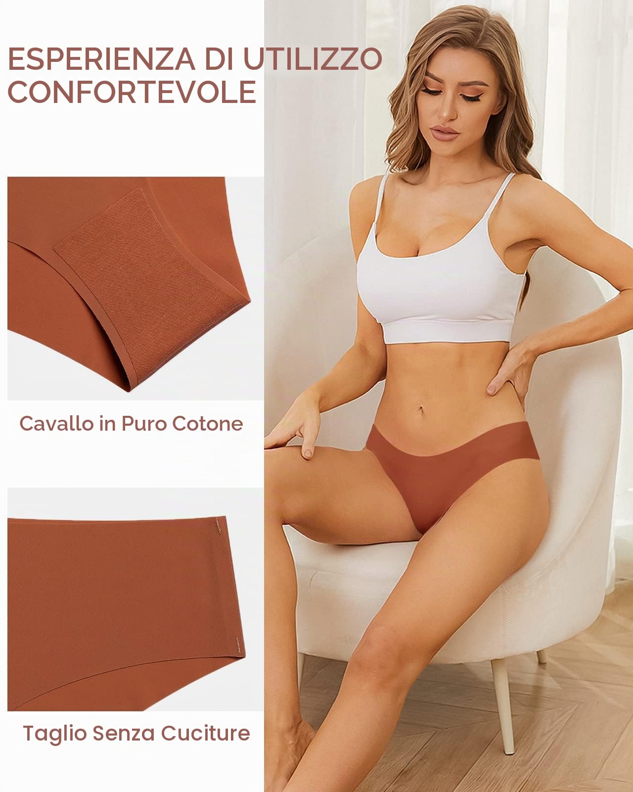 Adorel Mutande Senza Cuciture Intimo Slip Bikini Brasiliana Donna Pacco da 6