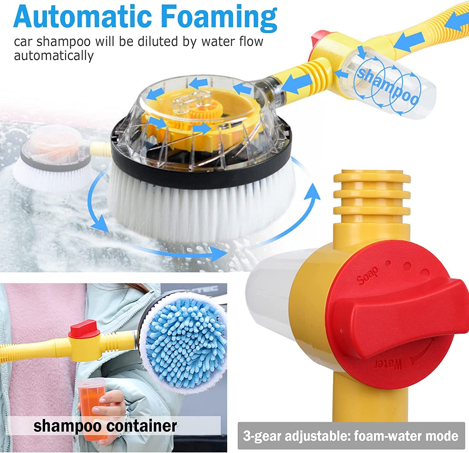 Spazzola Rotante per autolavaggio Spazzola in Schiuma per Auto ad Alta Pressione Lavaggio Automatico del Tubo in Spugna Rotante con Tazza detergente Car Styling Spazzola (Brush)