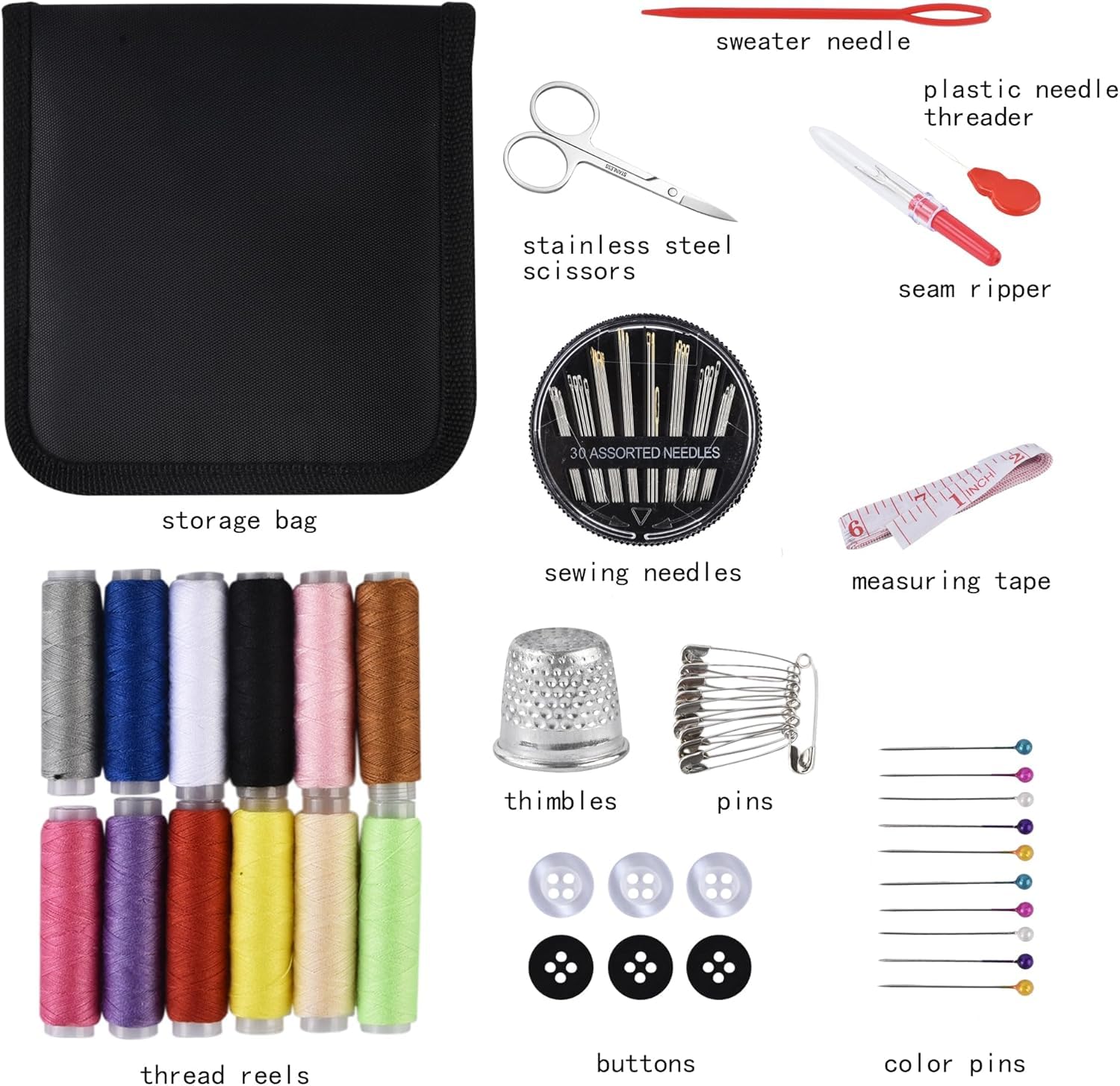 72 Pcs Sewing Kit Box Tailoring Tools Combo with Accessories, Scissors, Thread, Needles, Measuring Tape | Sui Dhaga Portable, Stitching Items Box for Home, Ladies, Multipurpose, Travel, DIY (72) 1