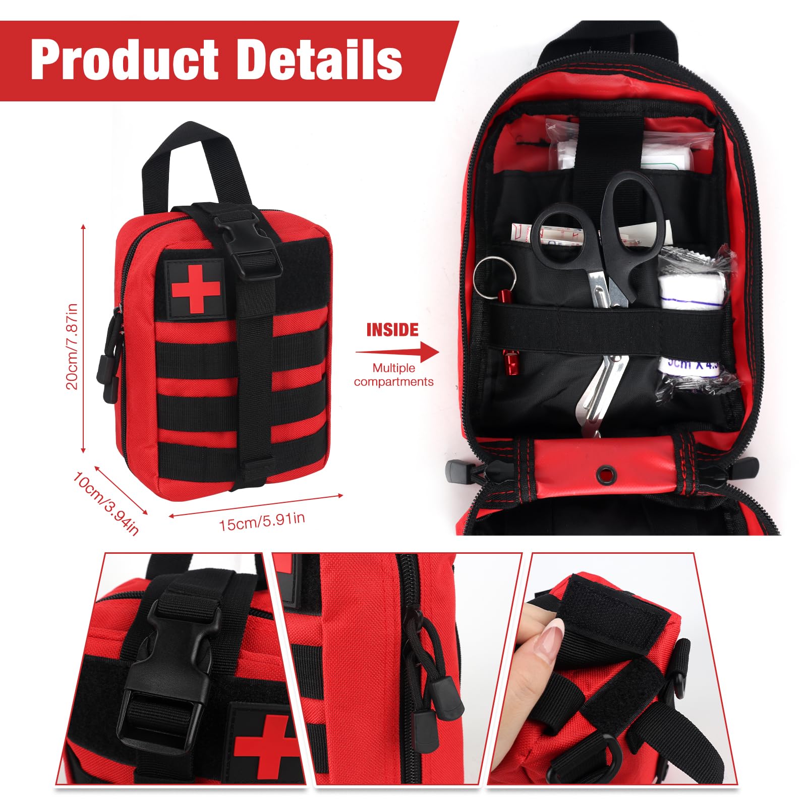 Mineup Kit di Pronto Soccorso, 54 pezzi Kit di Sopravvivenza di Emergenza, Set di primo soccorso, Borsa di primo soccorso, Borsa per la farmacia di viaggio, per casa, auto, campeggio, escursionismo