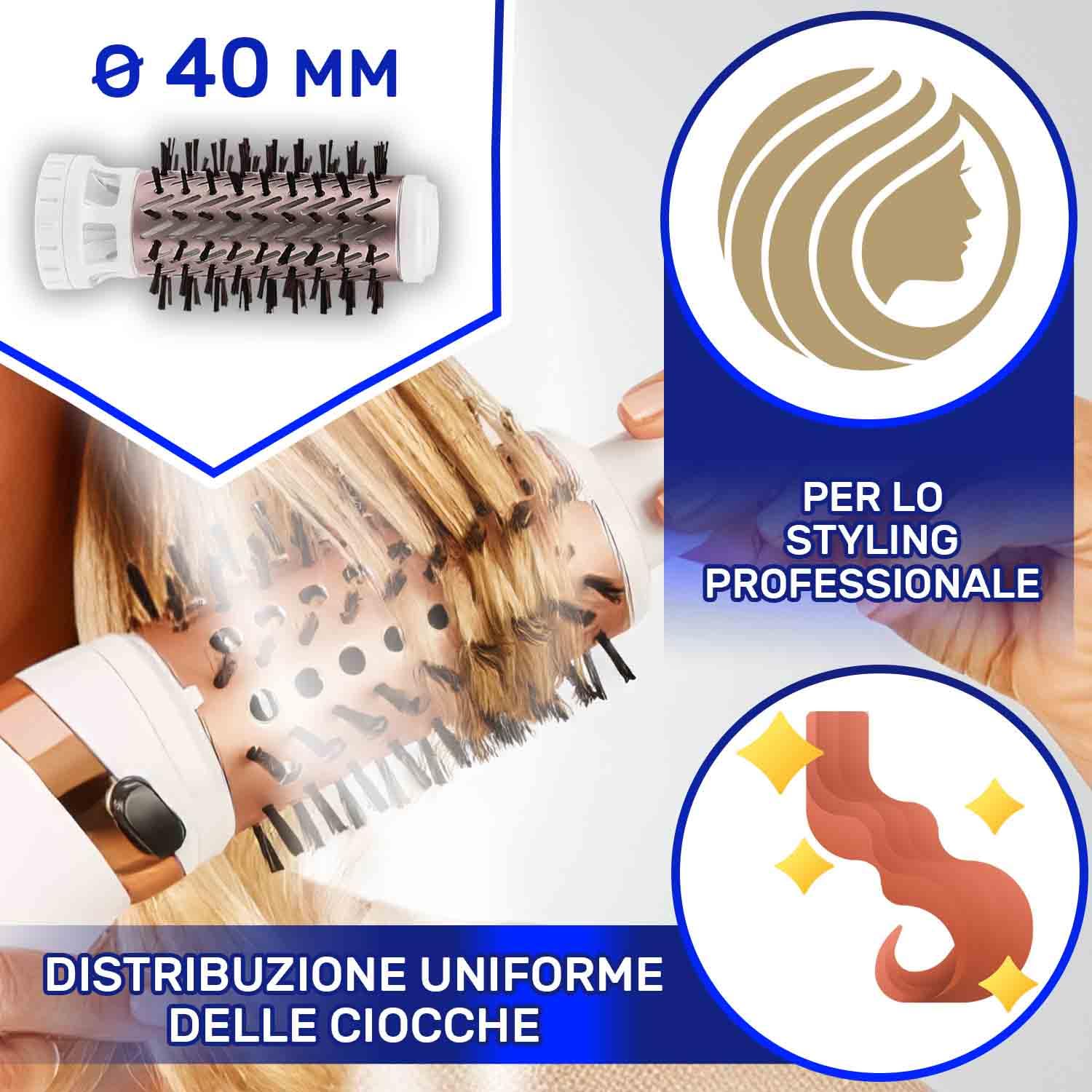 Spazzola Asciugacapelli Ø 40 mm con codice originale CS-00142224 per Rowenta - Garanzia 10 Anni - MONTERAL
