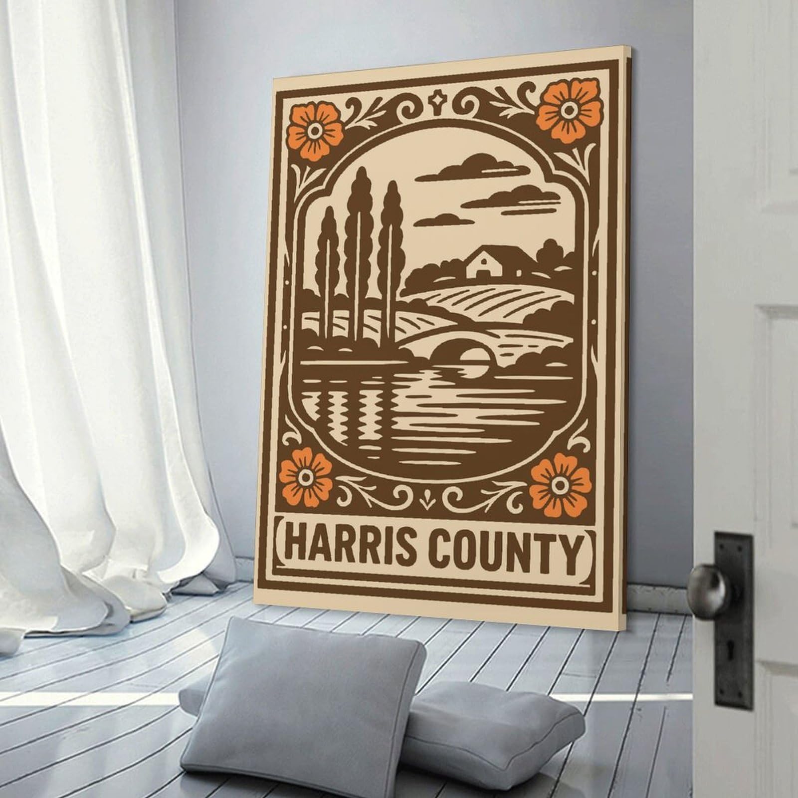 Junmoney Decorative Canvas Print Harris County Landscape Illustration, 12x18inch(30x45cm), for Entrance Spaces, Stair Walls Or Halls, A Neat Decor Update for Hallways