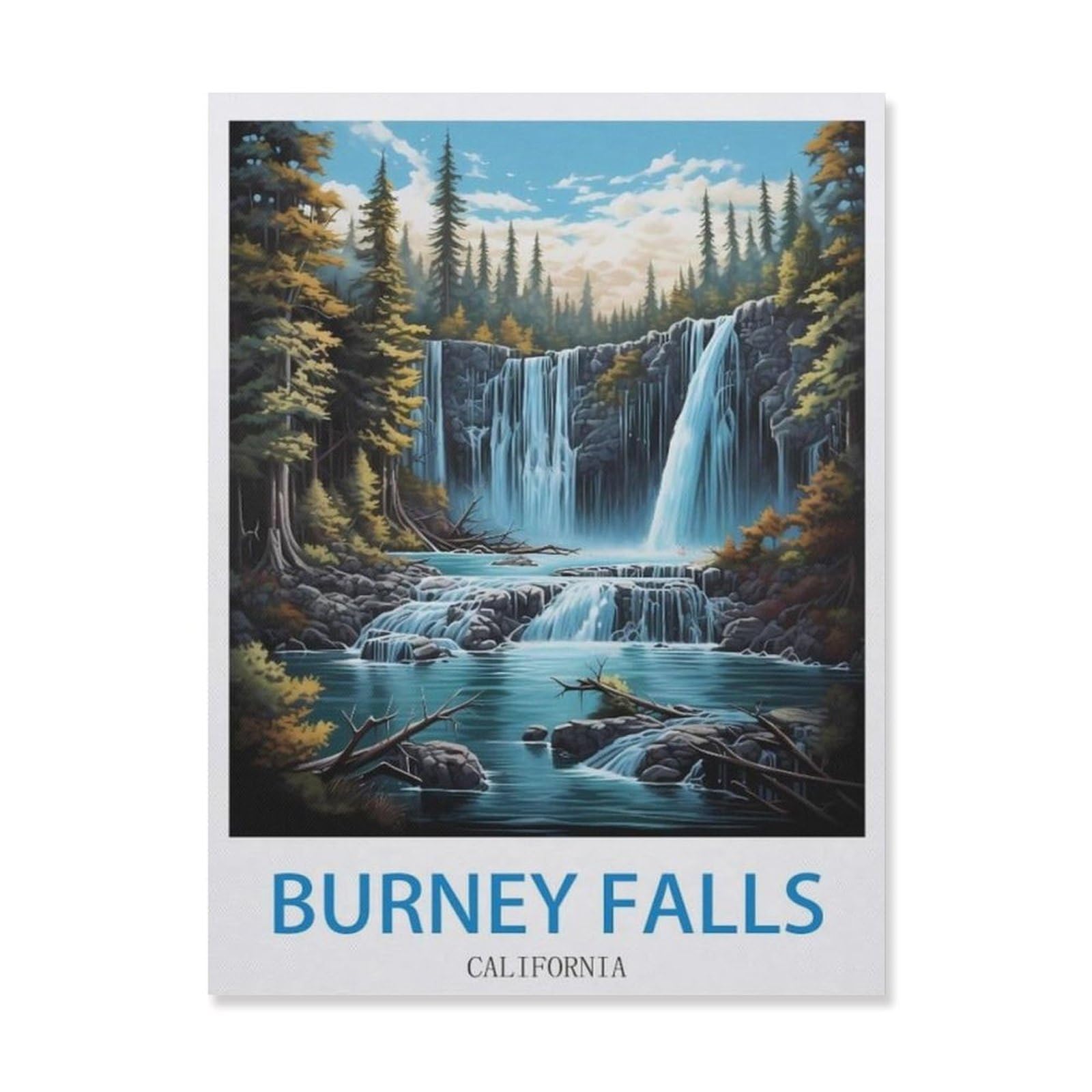 Metal Sign Tin Sign，Burney Falls California，Metal Signs Office Personalised Sign Vintage Metal Sign Home Wall Room Decoration(15x30cm）6x12 inch-EF98