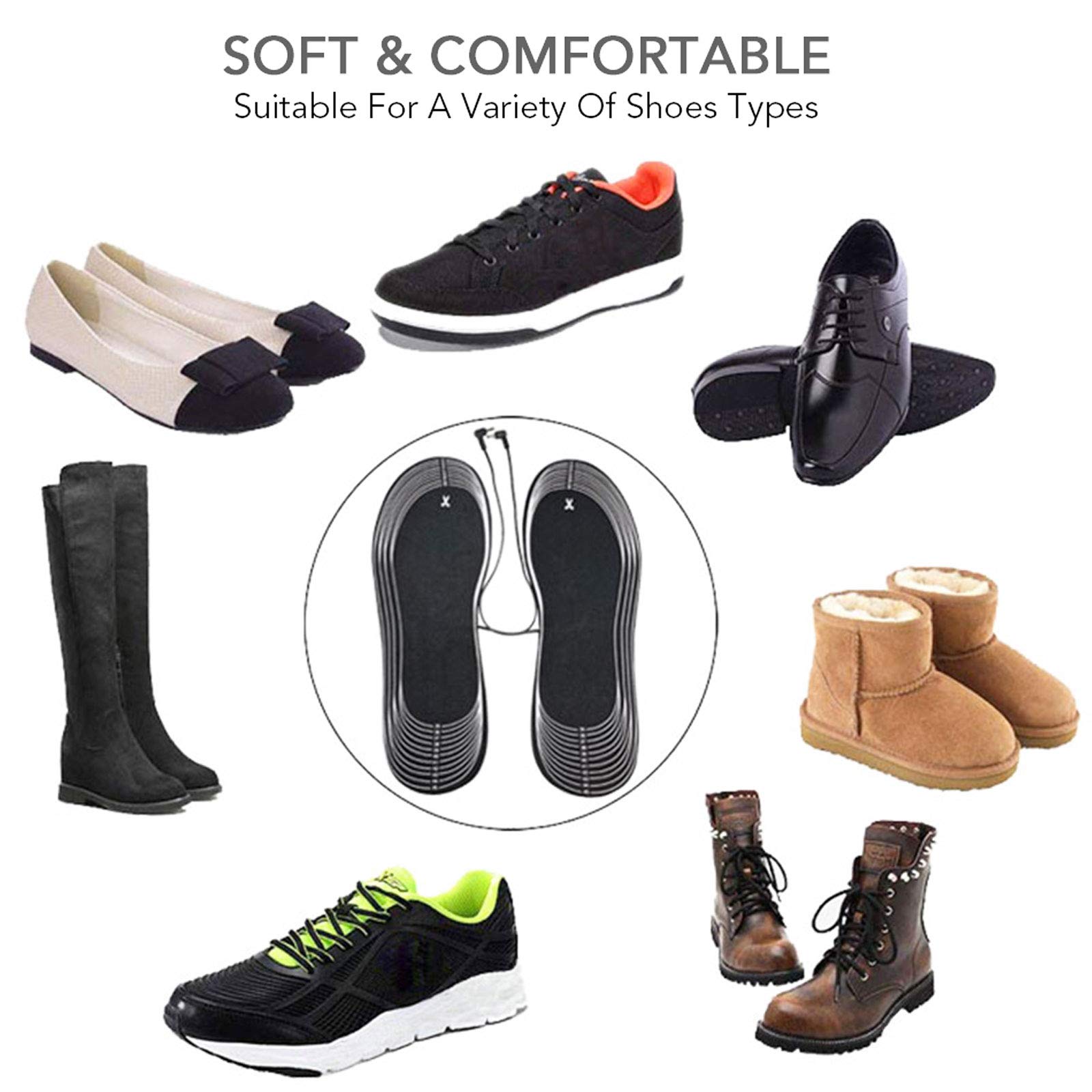NANANA Semelle Chauffante USB, Semelle Thermiques Électrique Unisexe Semelles Pieds Warmers Semelles Intérieures Taille Peut Être Coupé et Lavable pour d'hiver, Randonnée, de Camping, Taille 35-46,F