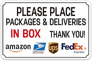 Please Leave Packages and Deliveries Here Sign，Self-Adhesive Waterproof and Durable Place Packages in Box Sticker, Deliver Packages in Box for Home, Office, Shop, Door 7.9''X5.1''