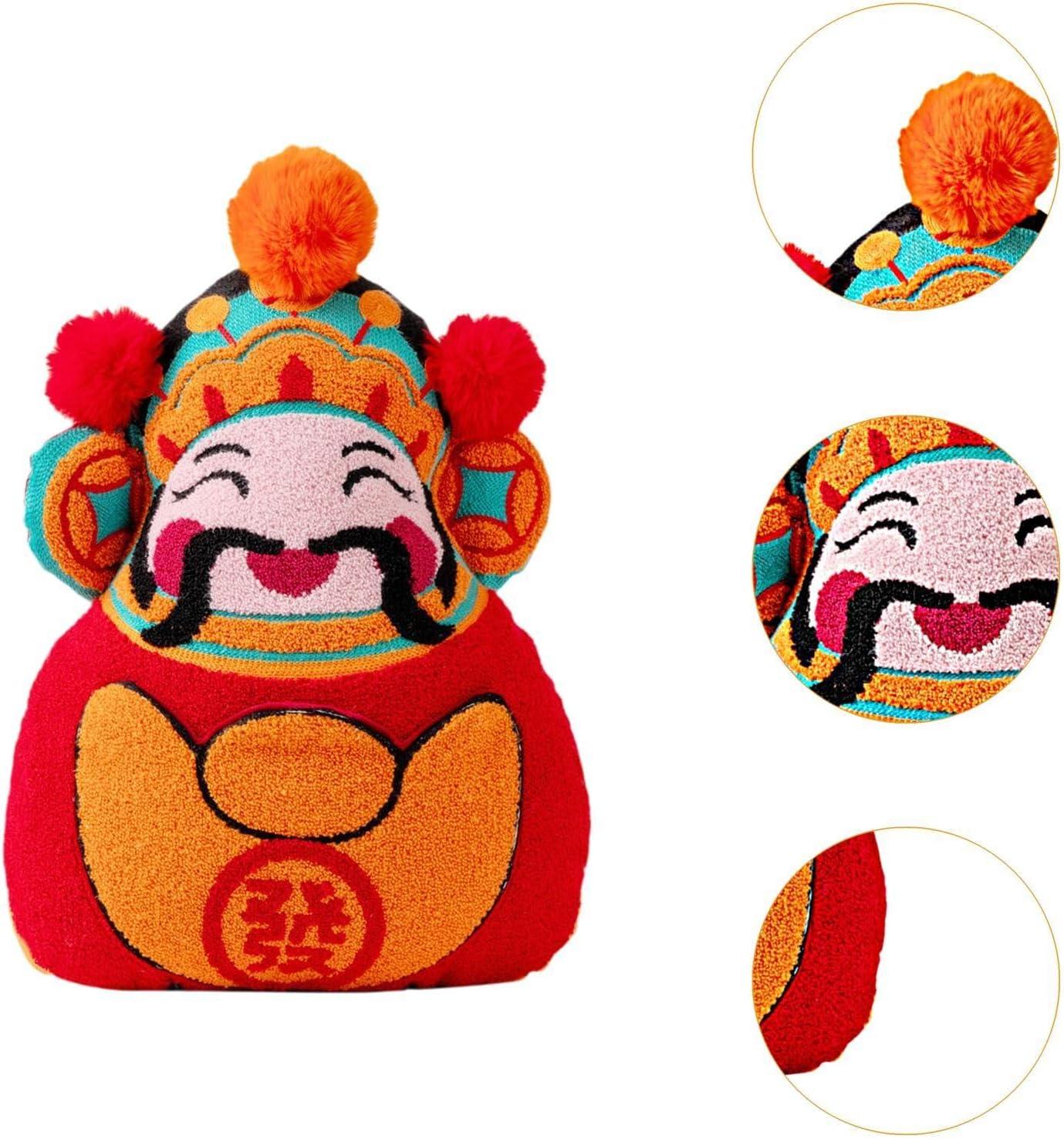 Chinese New Year Throw Pillow,Cushion Washable Year Comfortable Holiday Party Decor,Living Room Ornament Stuffed Toy, Caishen