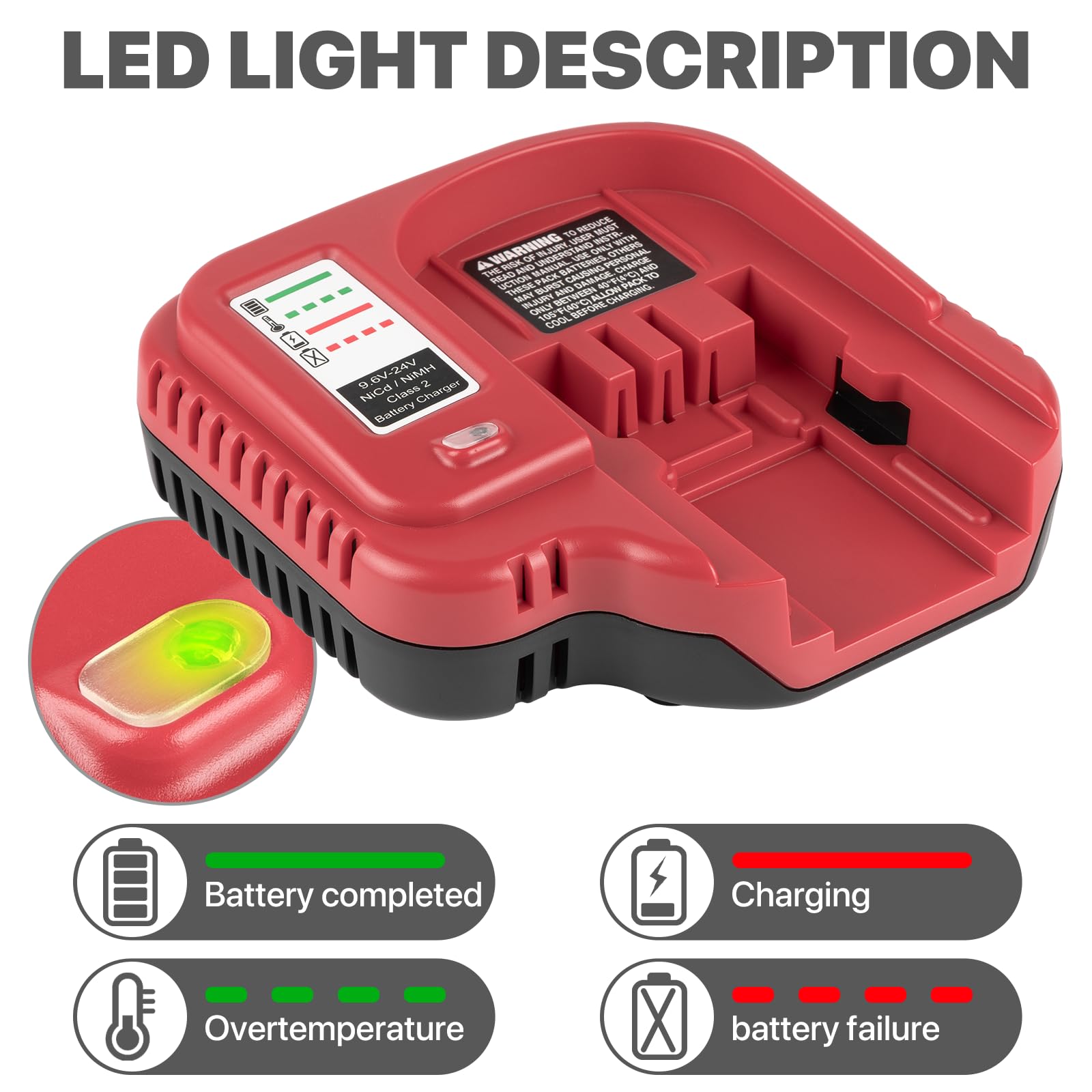 Fast Charger for Black & Decker BDFC240 18V 14.4V 12V 9.6V 24V NiCD NiMH Battery HPB18 HPB18-OPE HPB14 HPB96 HPB24 Replacement for Black and Decker 18V Battery Charger