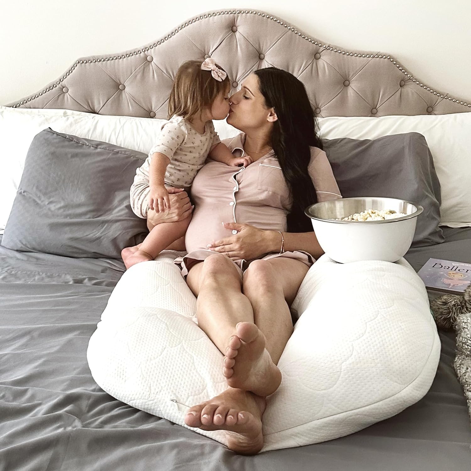 Newton Baby New and Improved Premium Pregnancy Maternity Pillow with Cotton Surface, 50% More Memory Foam and Fiber Clusters for Complete Support, U-Shaped with Removable Washable Cover