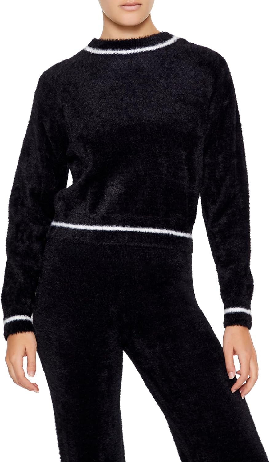 Forever 21 Womens Two-Tone Fuzzy Knit Sweater