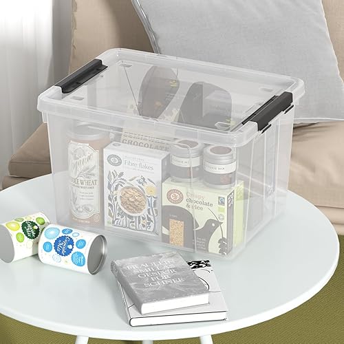 Miniatura 7 de Neadas Contenedor de plástico de 40 cuartos de galón con ruedas, contenedor de almacenamiento transparente, paquete de 4