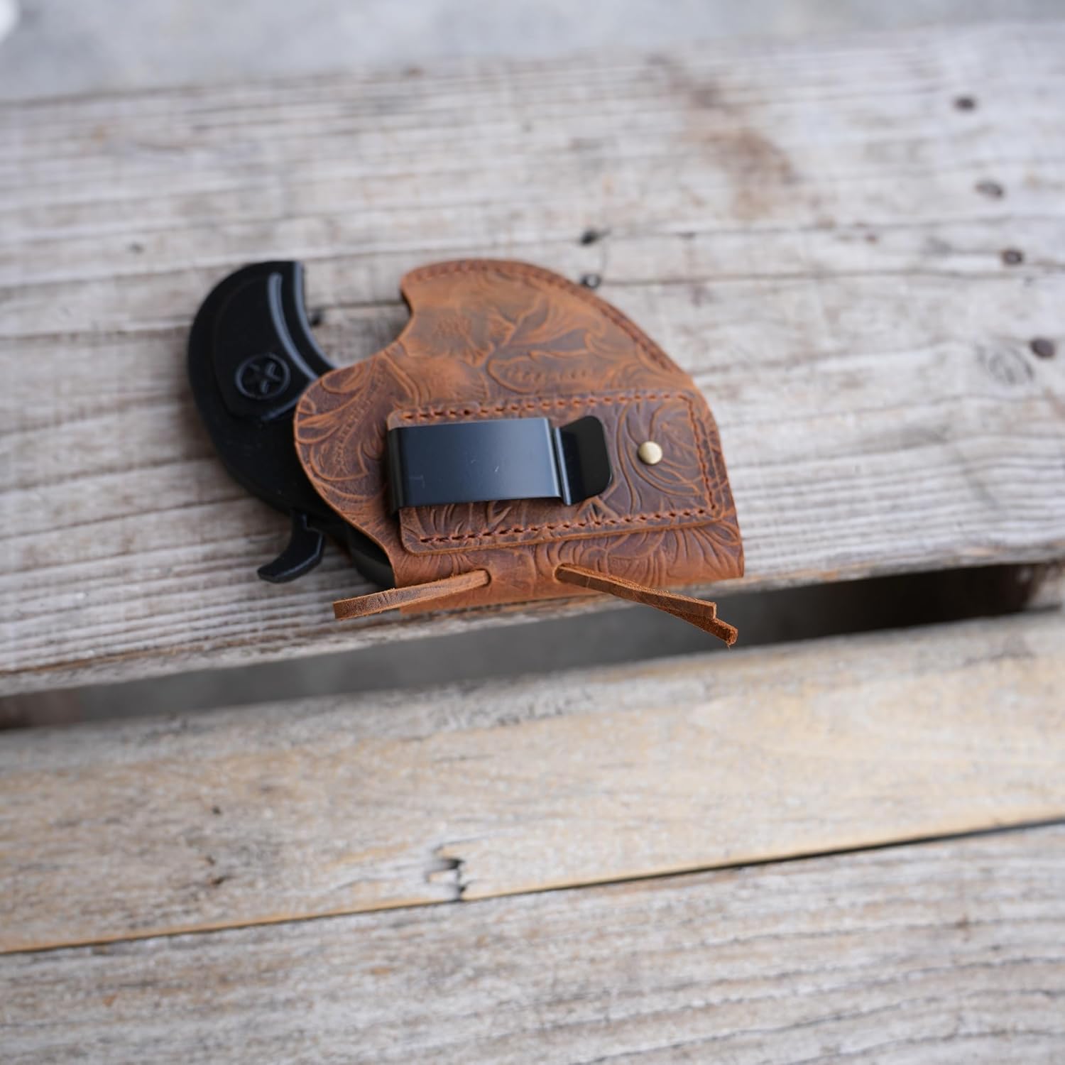 Genuine Leather Gun Holster for Bond Arms Derringer Holster Texas Defender .357Mag/.38Spl, .45LC/.410 3" Barrel OWB Leather