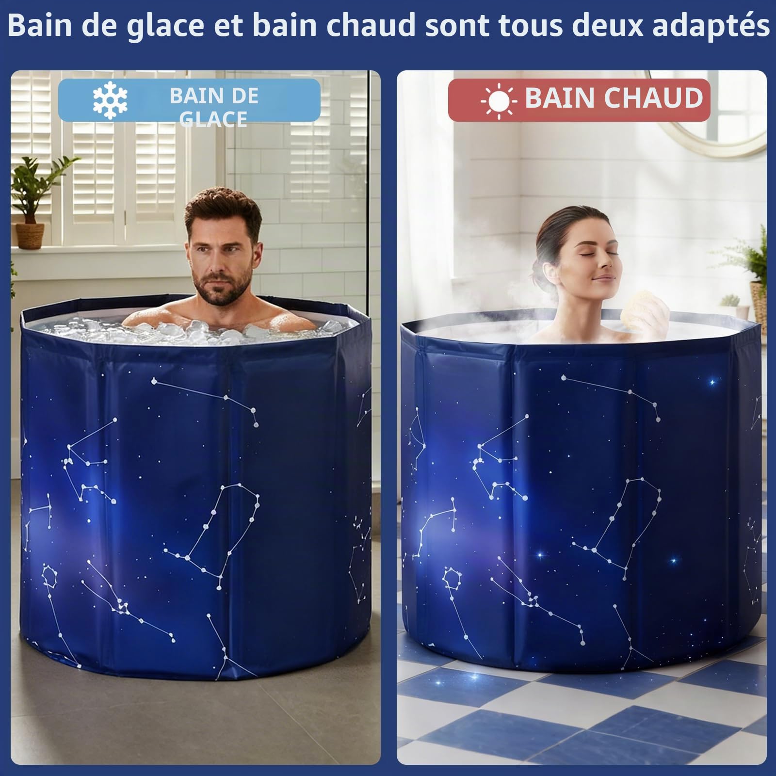 YYW Baignoire pliable pour adultes, grande baignoire plongeante pliable pour récupération, convient pour la maison, l'extérieur, les gymnases (Planet Purple 80 - Ensemble isolant)