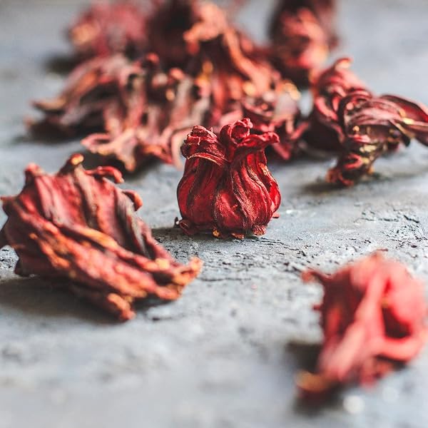 Fiori di ibisco interi secchi 1000g | gusto leggermente acido-fruttato | fiori di ibisco commestibili | tè dolce-aromatico all'ibisco | ideale per insalate, dessert, torte, yogurt | vom Achterhof - 5