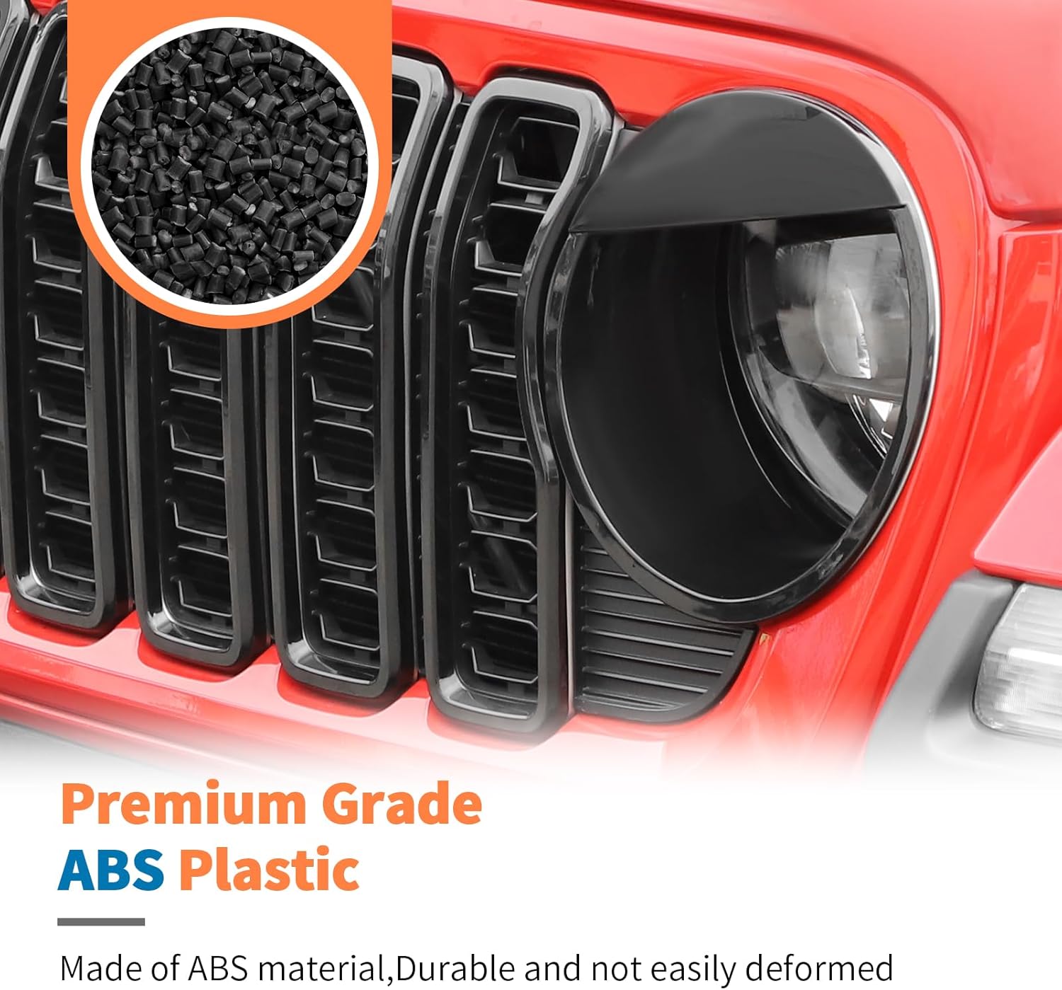 JeCar 9pcs Black Grill Inserts Headlight Covers Trim Kit for 2024 2025+ Jeep Wrangler JL JLU Gladiator JT