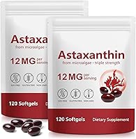 Vista 9 de Premium Astaxantina 12 mg, 120 cápsulas blandas Suplemento antioxidante natural para ojos, articulaciones y salud de la piel, fuente de microalgas