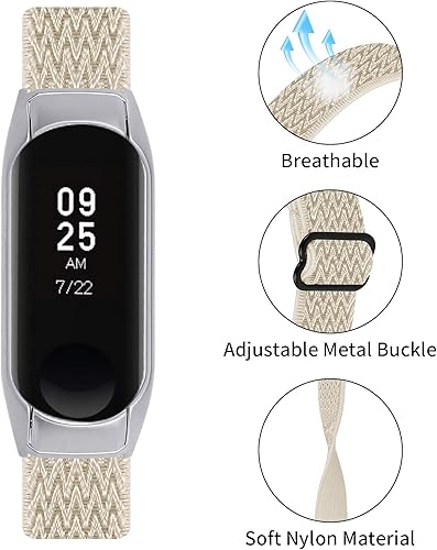 Miniatura 4 de Mi 4 Pulsera deportiva de 14,9 a 8.4 in, correa ajustable transpirable de nailon suave, banda elástica de repuesto con marco de metal, compatible