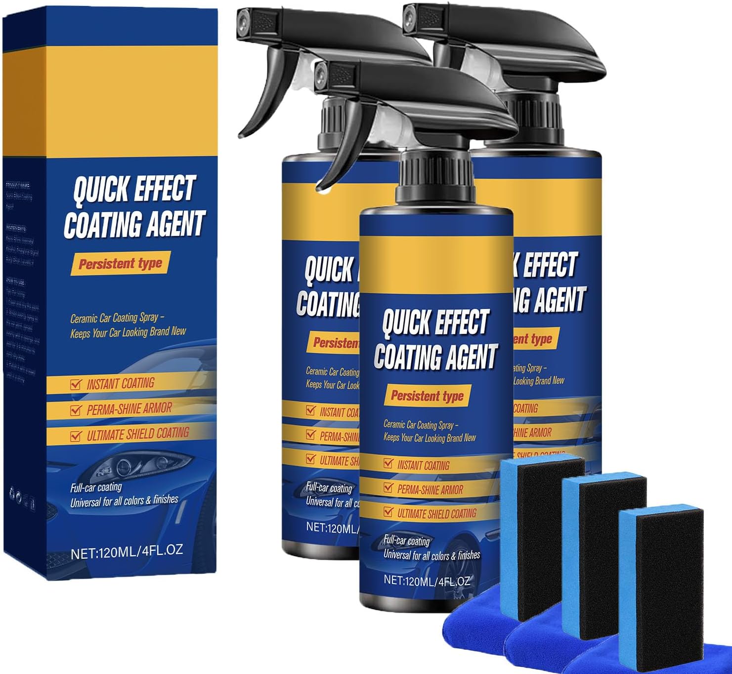 Nano Quick Coat Restore, 120ml Car Coating Quick Effect Coating Agent for Car, Spray for Shine & Protection (3pcs)