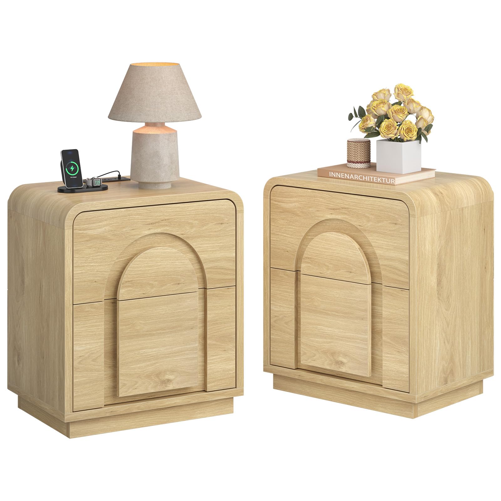 Bestier Night Stand Set 2 in a bedroom setting