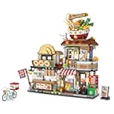 Street View Noodle Shop Mini Building Blocks, MOC Creative Building Toys Model Set for Girls 7-9 Years Old, 870 PCS Simulation Architecture Construction Toy, Gift Idea for Kids Adults
