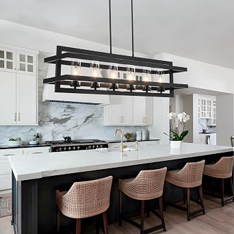 41 Black Pendant Light Kitchen Island, Rectangle Chandelier fo Dining Room
