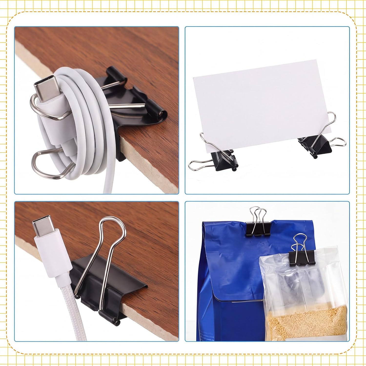 Jetec 100 Pcs Black 1 Inch Binder Clip Paper Clamp Metal Paper Clip image 4