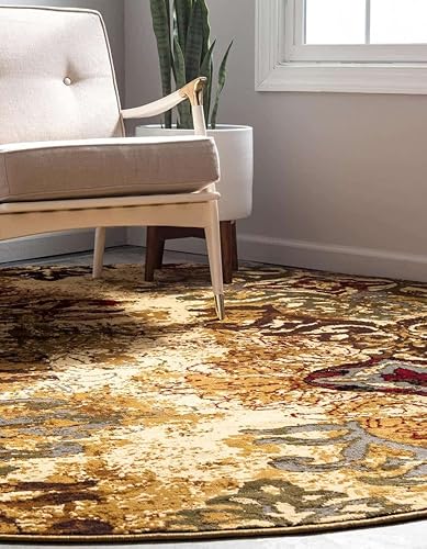 Miniatura 3 de Unique Loom Barista Collection - Alfombra de área - Congencis (6 pies 1 pulgada, redonda, beigeazul)