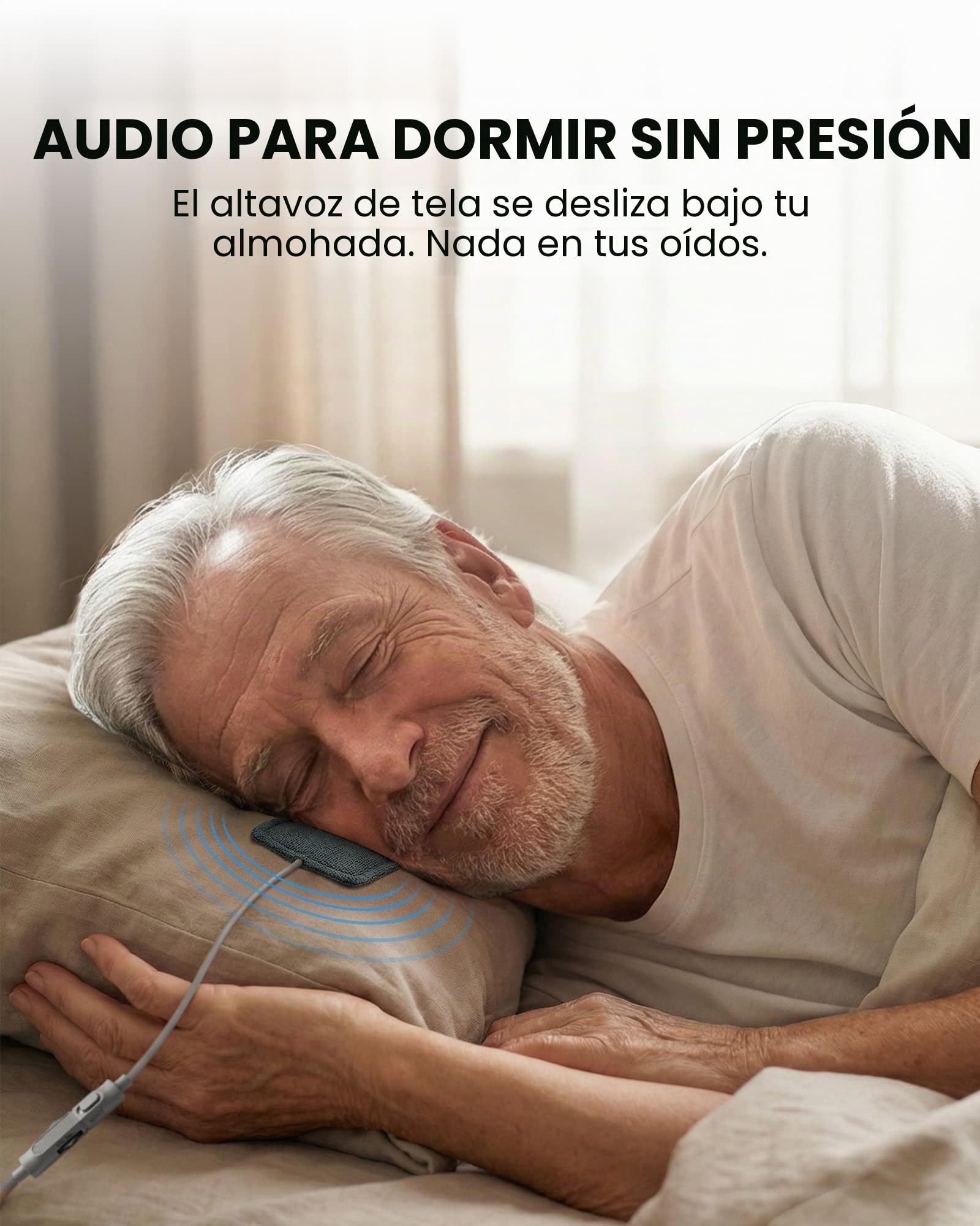 Avantree Slumber Mini – Altavoz De Almohada con Cable para Dormir, Audio Suave para La Noche, Sin Carga, Control De Volumen En Línea, USB-C Y AUX, Auriculares para Podcasts Y Audiolibros
