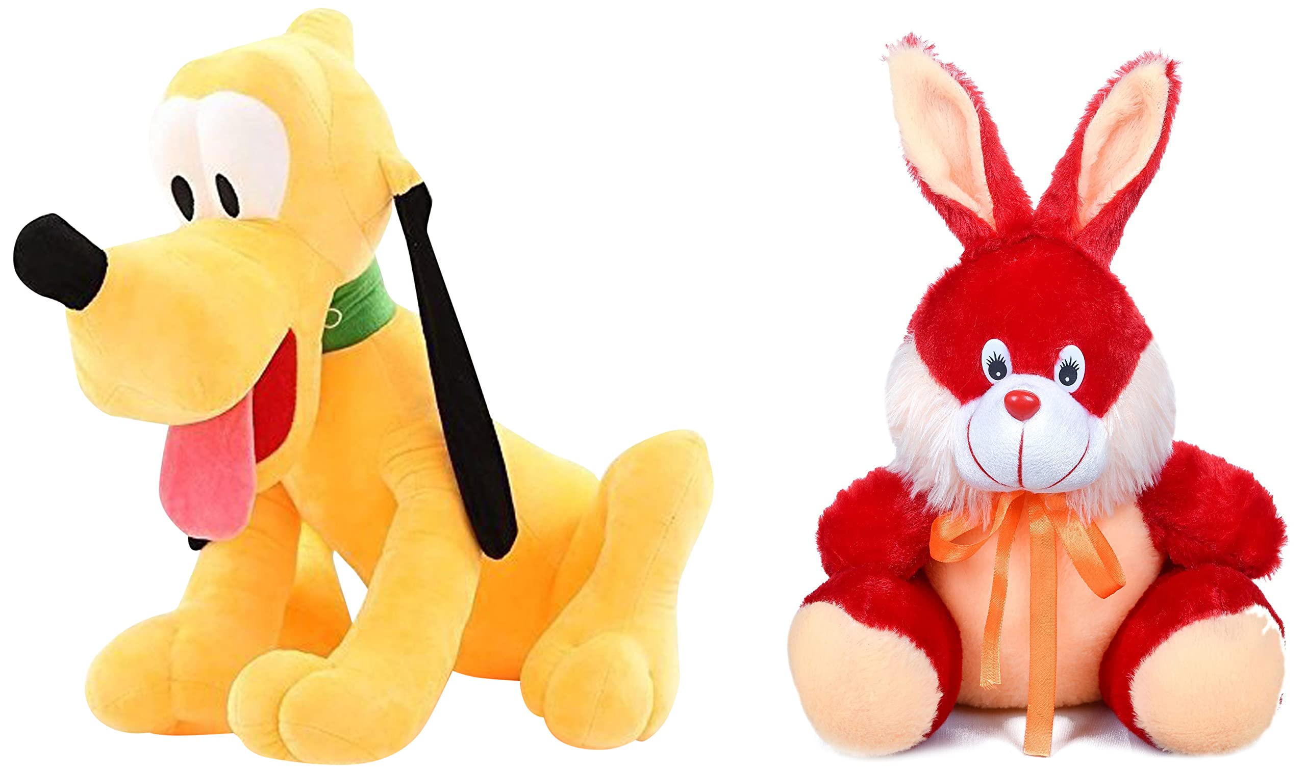Babique Pluto Dog Stuffed Plush Soft Toy for Kids, 31 cm (Yellow) & Rabbit Stuffed Soft Toy Plush for Kids Baby Boy Girl Birthday (25cm)