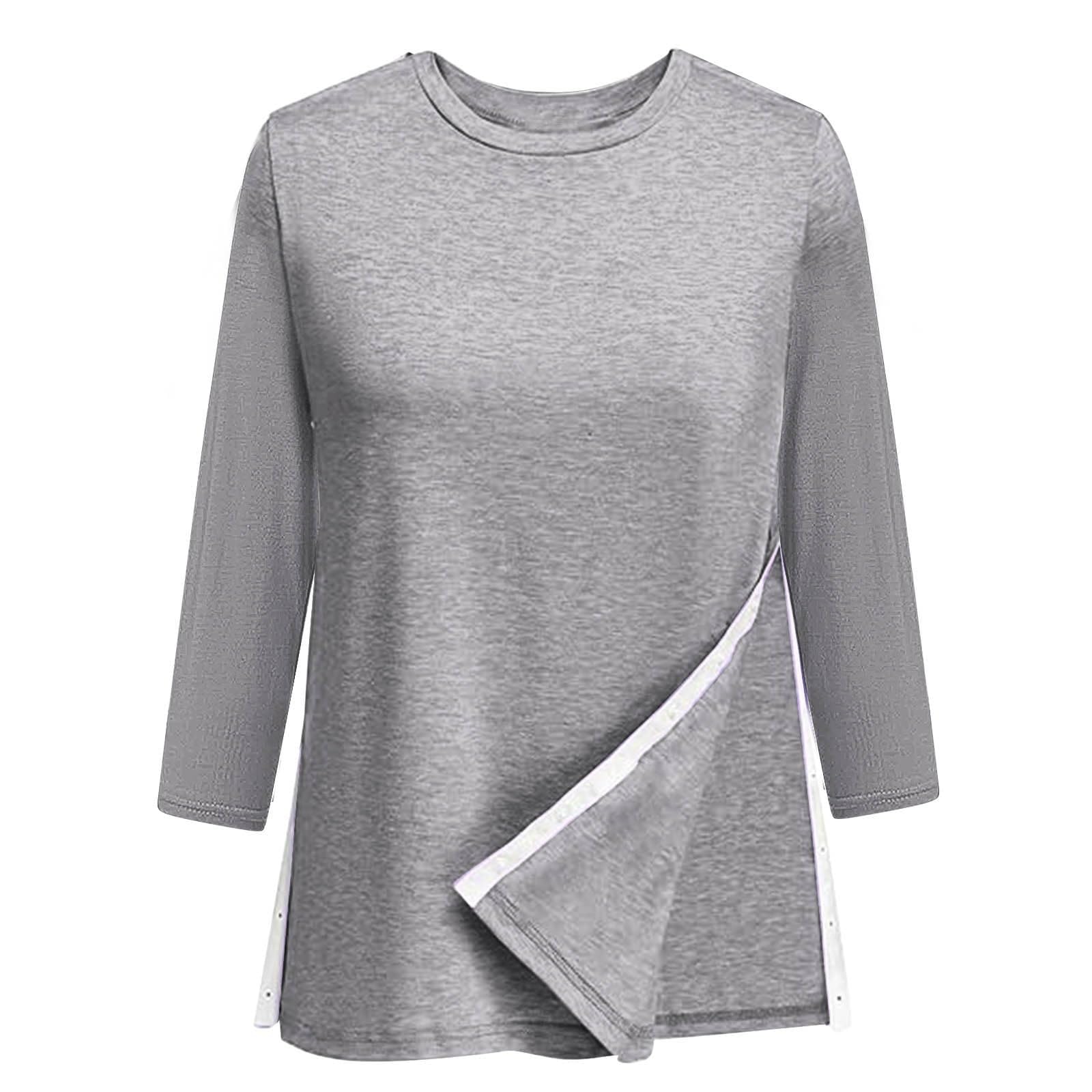 Hemd Für Damen Nach Schulter-Operationen Zum Abreißen 3/4-Oberteil Nach Rotatorenmanschette Chemo-Port Adaptive Kleidung Damen Nach Schulter-Operationen Chirurgie Shirt Snap Shirt Snap Tearaway