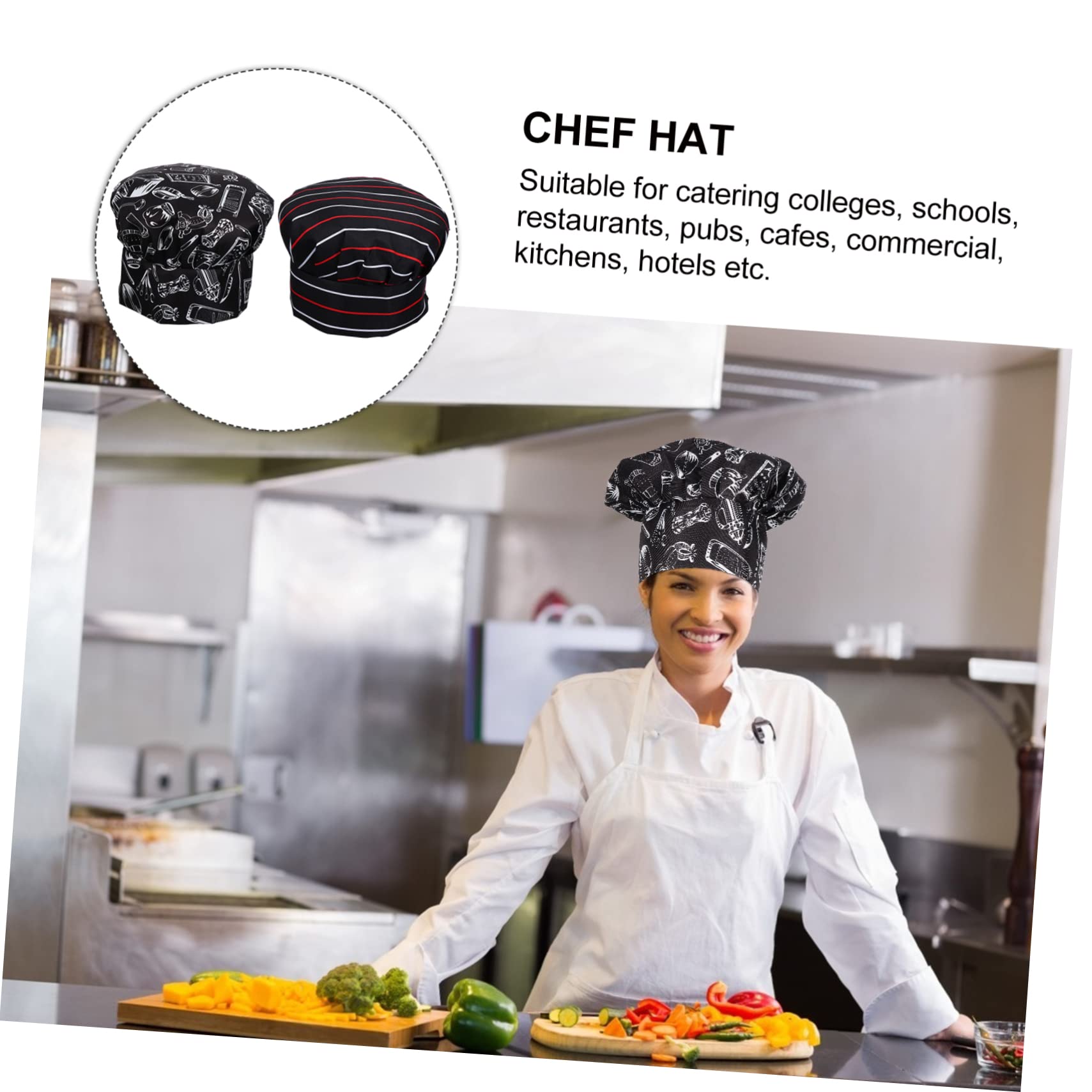 FRCOLOR Gorro De Chef Unisex Cocina Profesional para Restaurantes Y Bares con Rayas