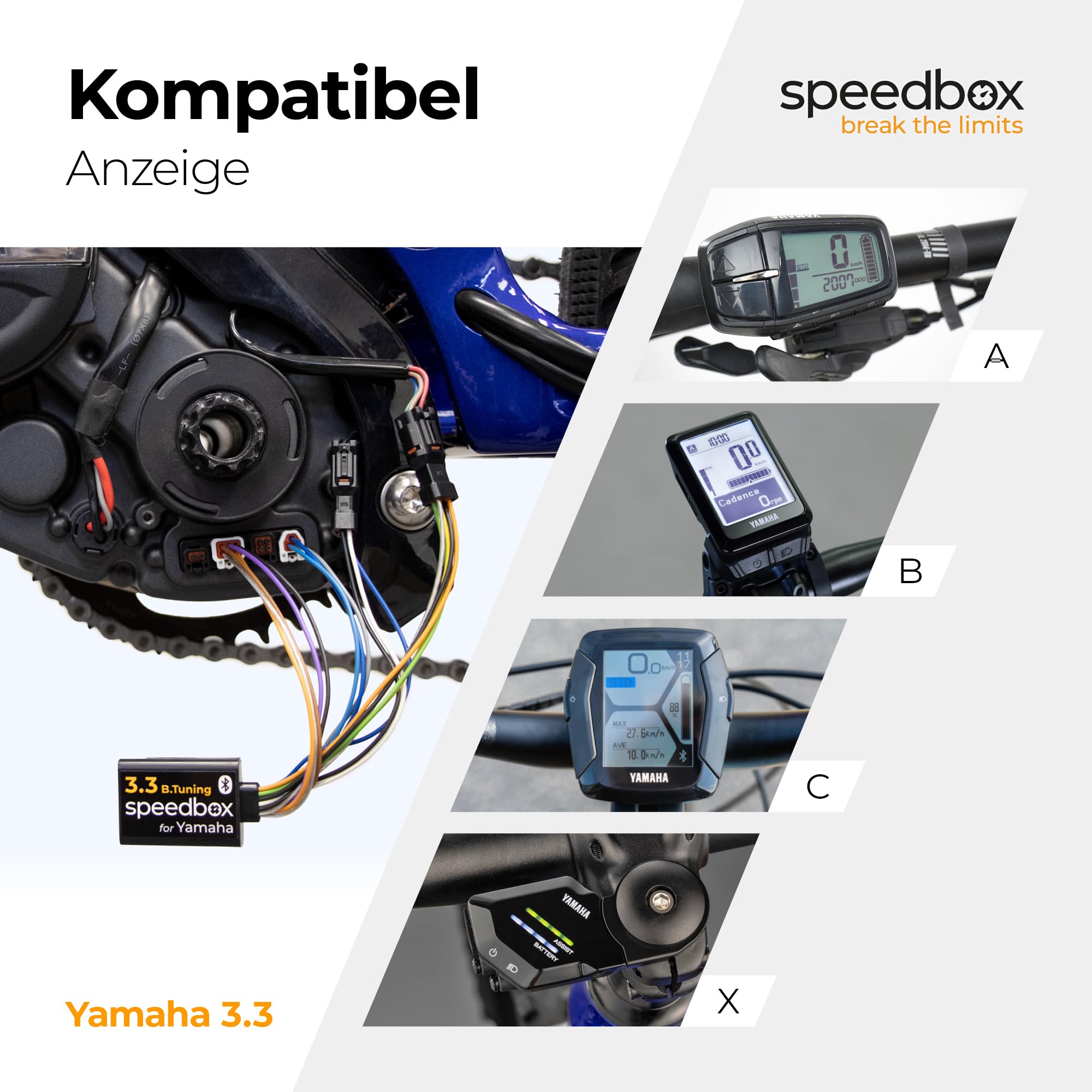 SpeedBox 3.3 B.Tuning Kompatibel mit Yamaha-Motoren PW-X3, PW-S2, YDX-Moro/E-Bike-Tuning-Chip mit Bluetooth/SpeedBox App