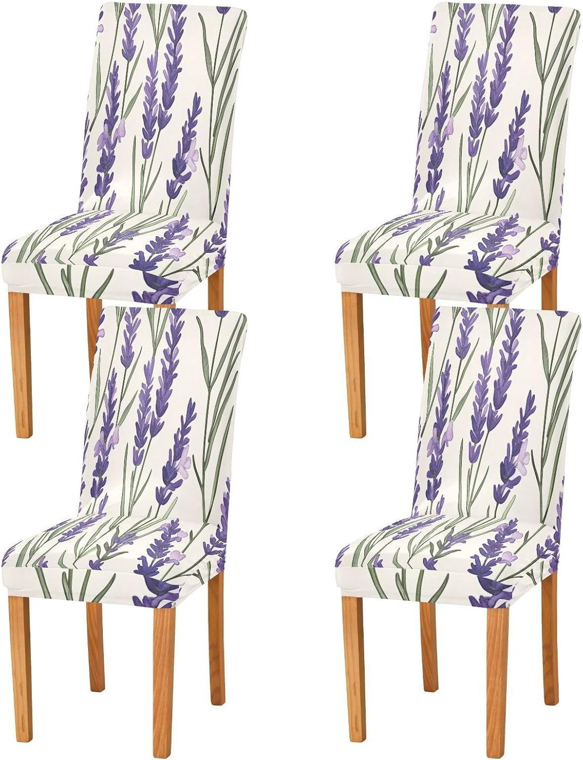 ALAZA Chair Covers for Dining Room, Beautiful Lavender Floral Stretch Chair Cover Sets Chair Protector Removable Washable for Ktichen Restaurant Hotel