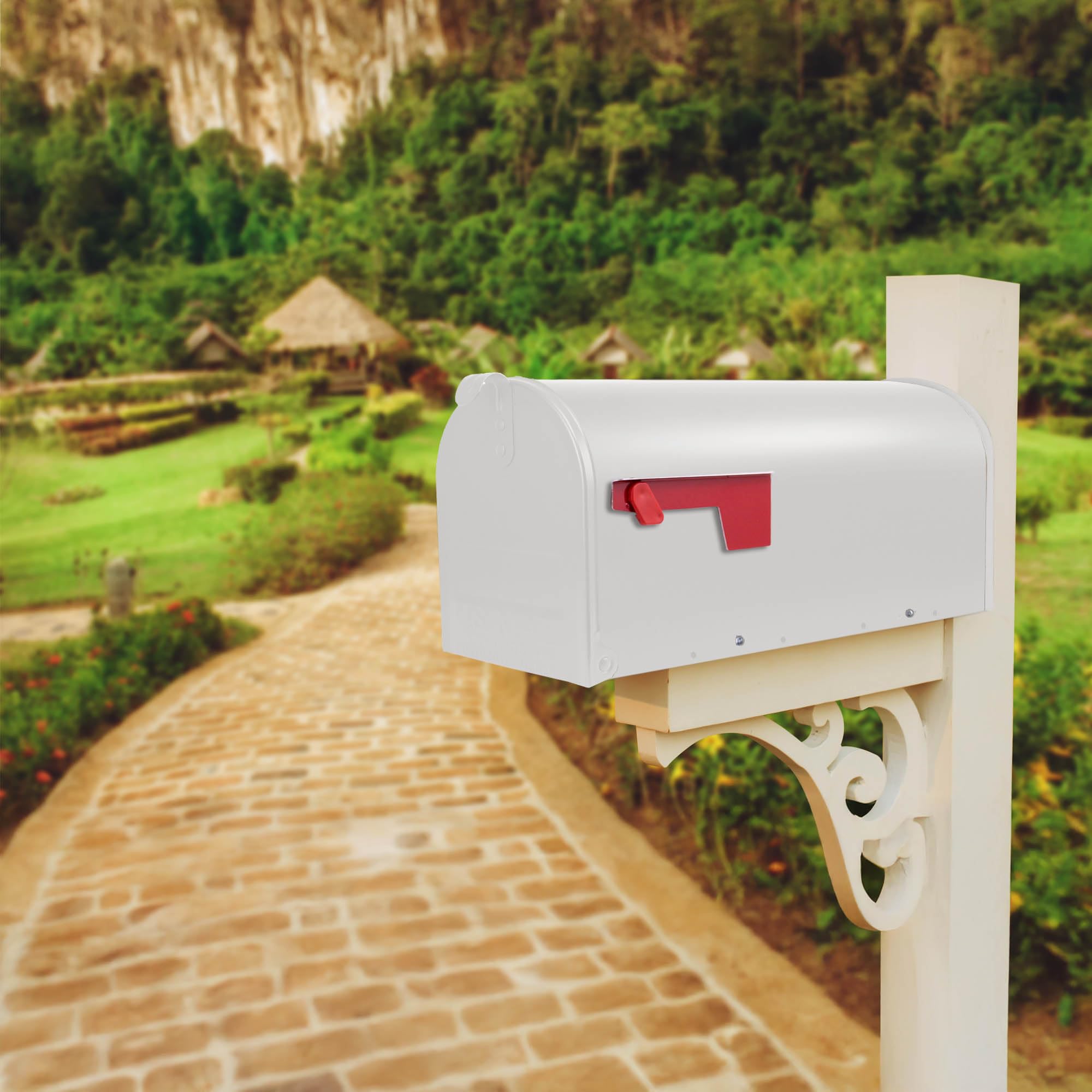 banjado® Amerikanischer Briefkasten weiß - US Mailbox/Letterbox 51x22x17cm - Postkasten Stahl - pulverbeschichtet