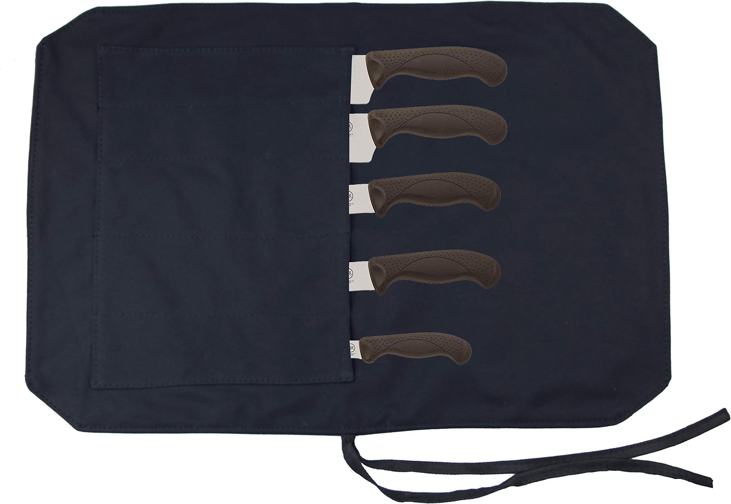 Chef's Knife Roll Up Bag Travel Chef Knife Case Carrier Storage Bag (Black, 5 Slots)