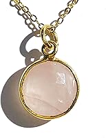 Vista 19 de Round Pendant Necklace, Natural Gemstones, Labradorite, Rainbow Moonstone, Crystal, Rose Quartz, Amethyst, Citrine, Sterling Silver, Handmade