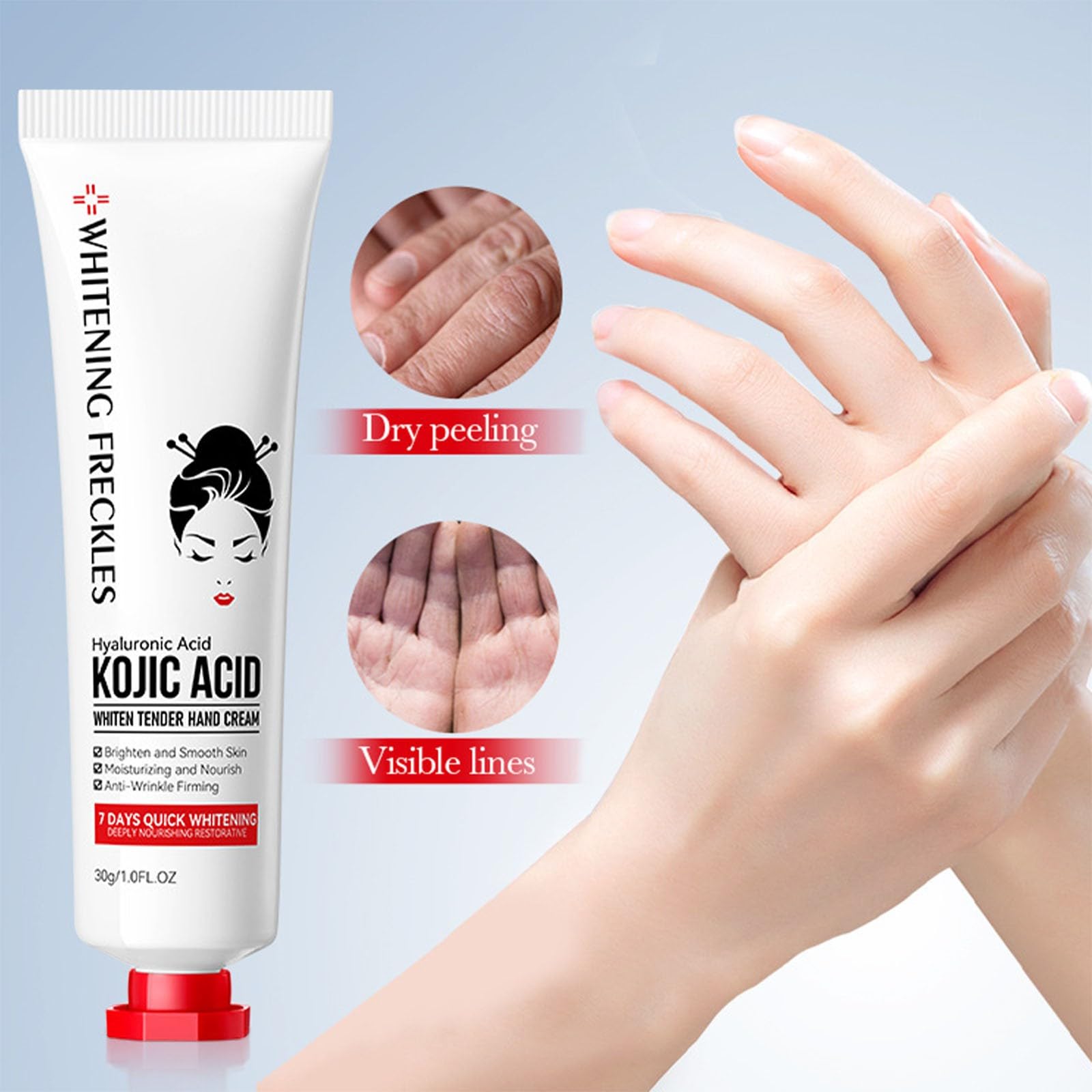 Lot de 3 crèmes à l'acide kojique pour les mains, soin hydratant anti-âge, teint uniforme, dommages du soleil et taches de vieillesse, taches sombres