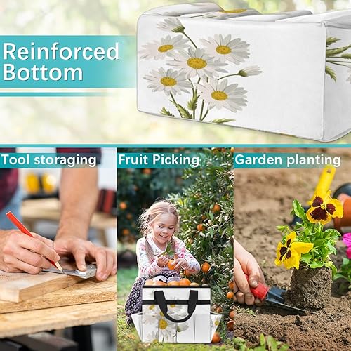 Miniatura 7 de Bolsa de herramientas de jardín con margaritas y flores florales para mujeres y hombres, bolsas de almacenamiento de herramientas de jardinería con