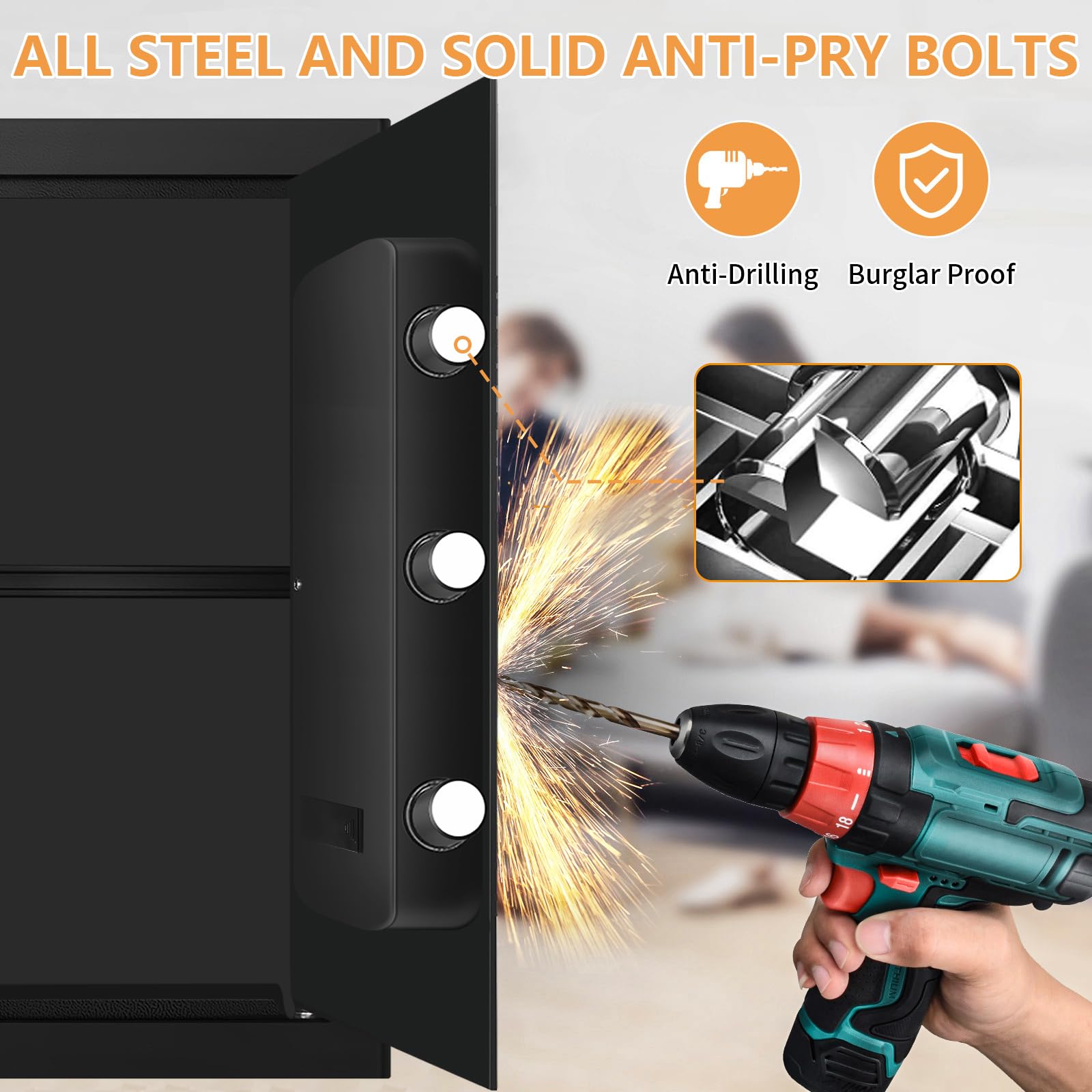 Cajas fuertes grandes de 3.3 pies cúbicos para uso doméstico, a prueba de fuego y agua, caja fuerte digital con llave y combinación, cajas fuertes para el hogar a prueba de agua e ignífugo para armas