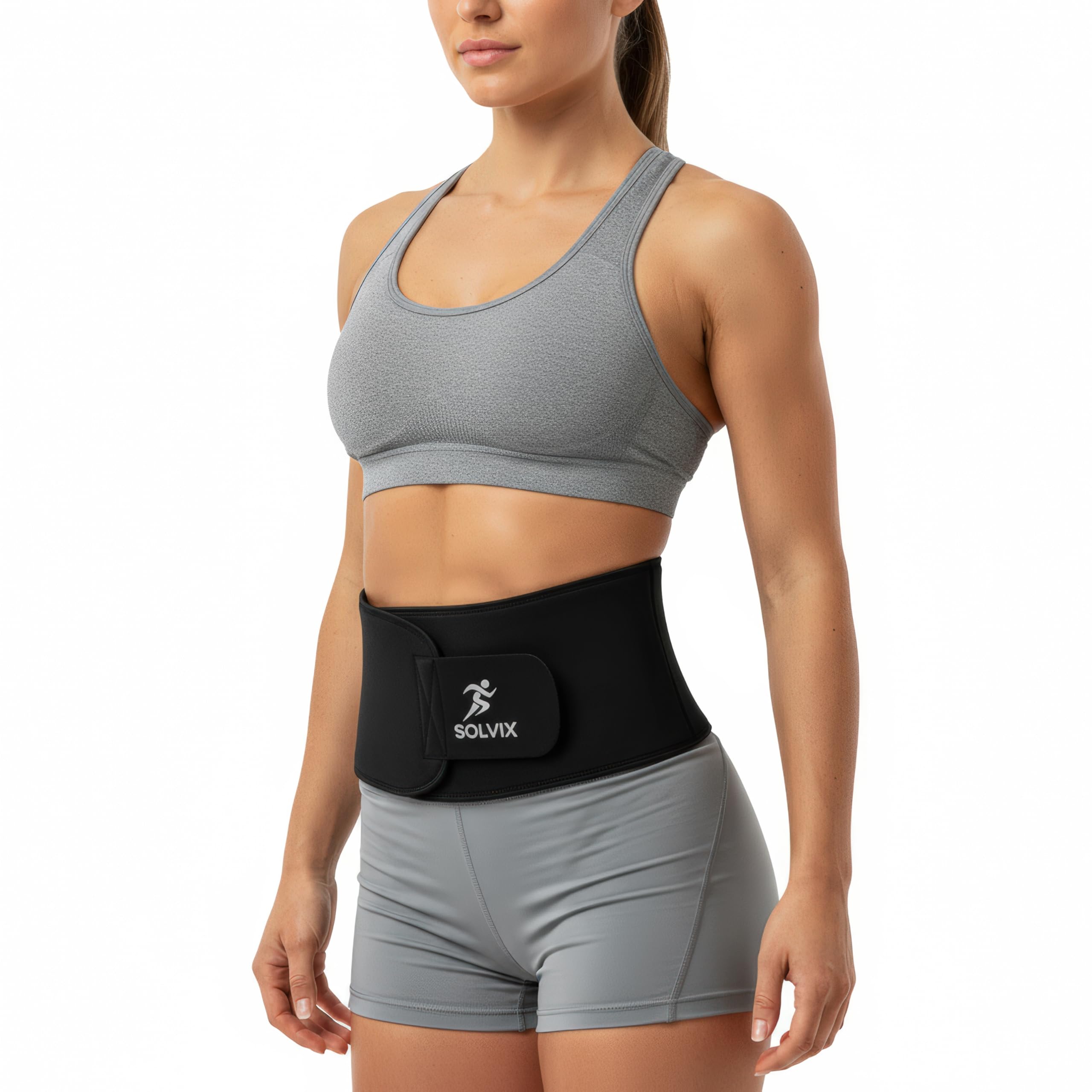 SOLVIX Belly for Women & Belly Fat Burner for Men | Slim Belt, Sweat Belt for Women Fat Burner, Stomach Belt for Men | Universal fit Belt for Exercise & Workout – Black