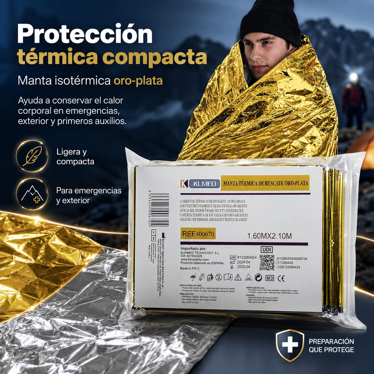 MUNTRADE Couvertures Thermiques d’Urgence – 2 unités.