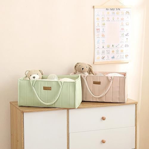 Miniatura 7 de Organizador de pañales para bebé, cesta de bebé para baby shower, cesta de almacenamiento de guardería y organizador de automóvil para pañales,