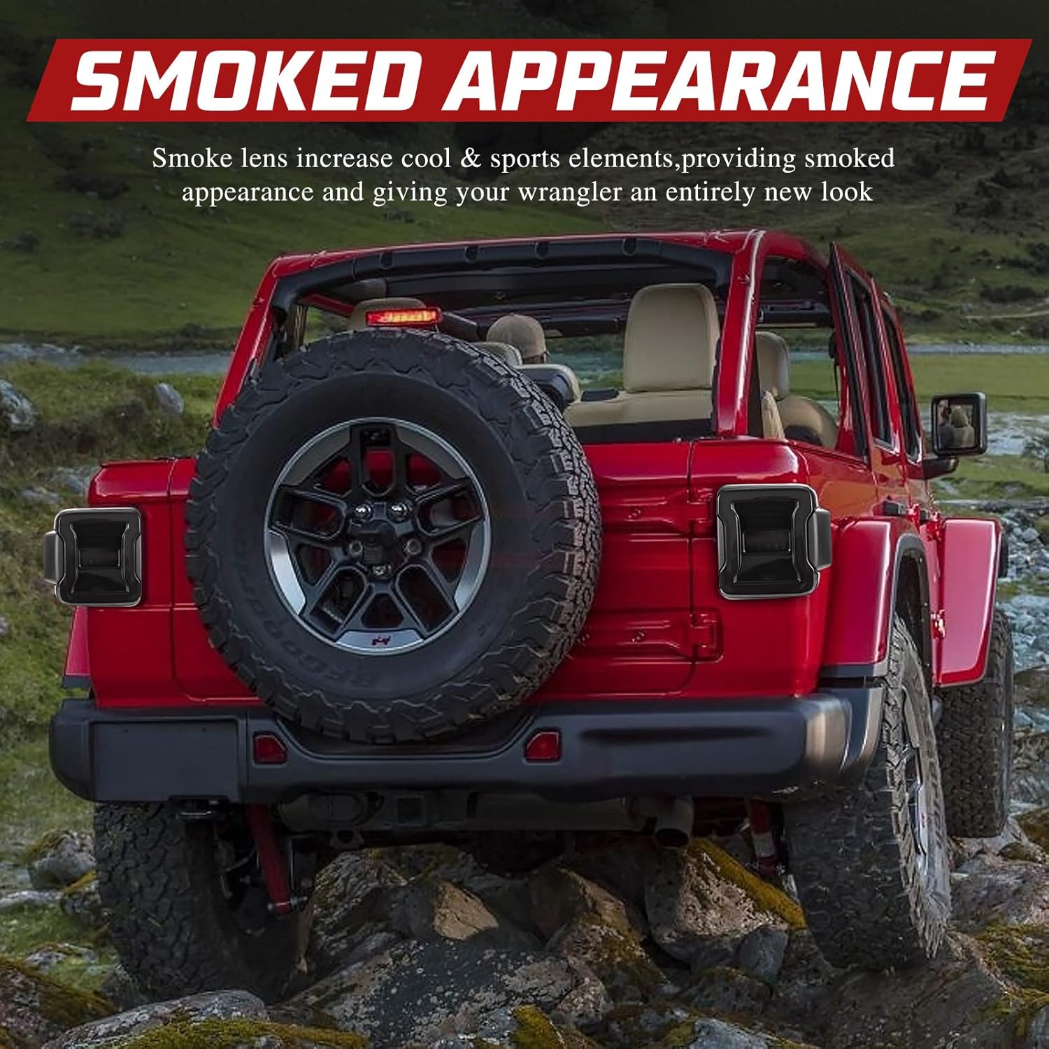 BUNKER INDUST LED Tail Lights Replacement for 2018-2025 Jeep Wrangler JL/4xe Accessories, Rear Tail Lamp Kit Brake Stop Light Turn Signal Light Reverse Back Up Assembly, Smoked