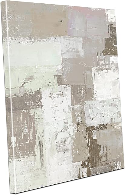 Zessonic Abstract Canvas Wall Art with Texture Beige And Grey Canvas Artwork Pictures for Decor, Ready to Hang