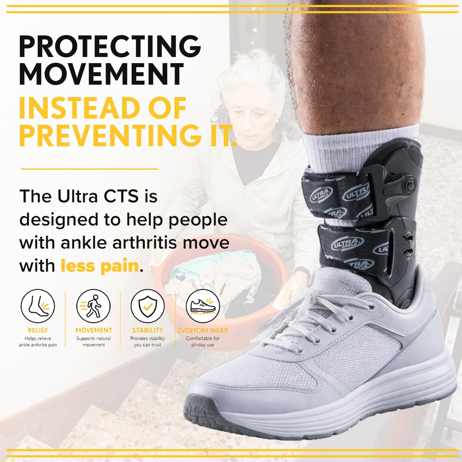 Ultra cts (sistema de tratamiento de Custom) Ankle Brace para agudo de tobillo lesiones _ tratar y rehabilitar bajo y alto tobillo lesiones y retorno a la actividad rápidamente - Ultra CTS S/M, Negro