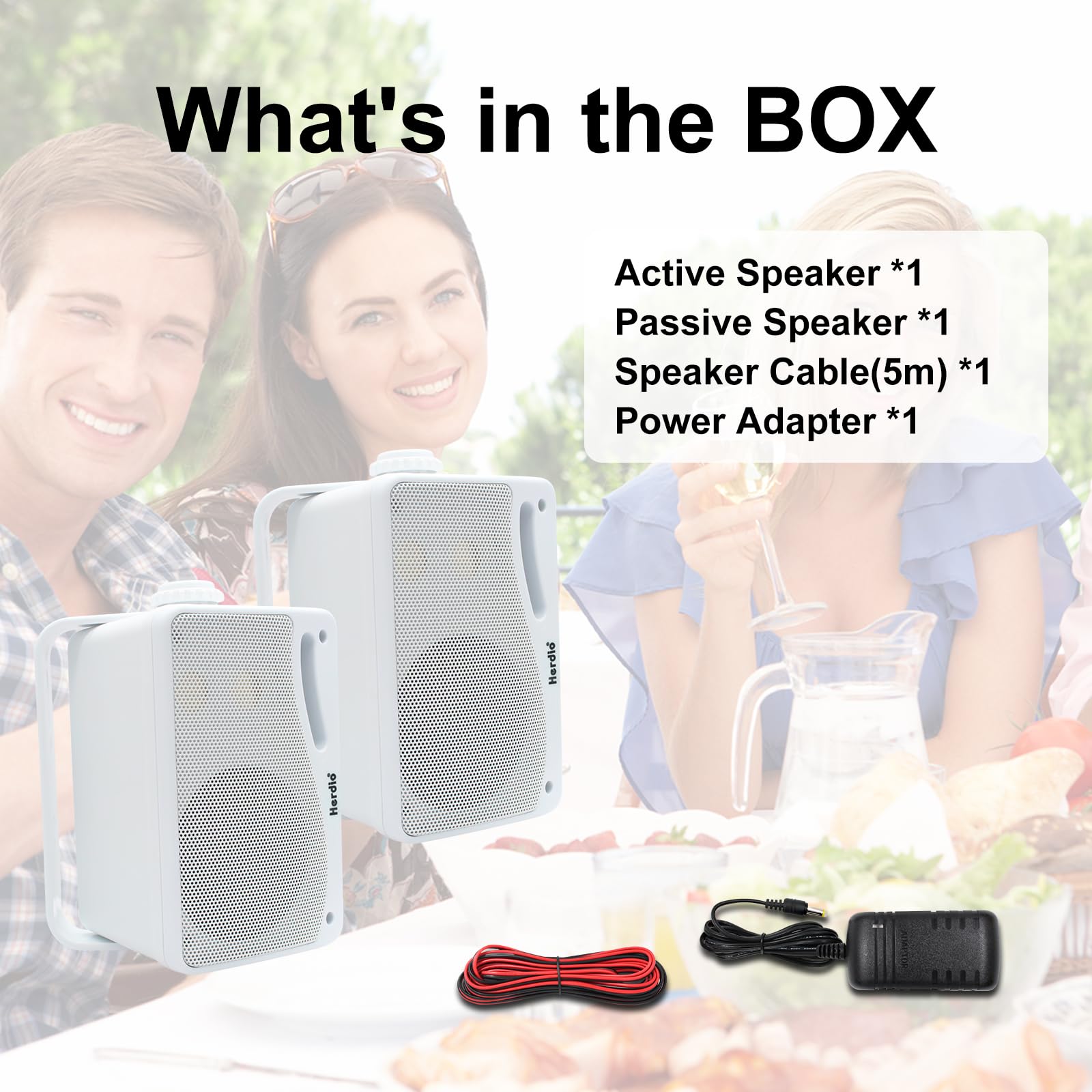 Herdio Głośnik zewnętrzny Bluetooth 3,5" 3-drożny 200 W wodoszczelny, odporny na warunki atmosferyczne do użytku na zewnątrz patio ogród taras łódź restauracja (1 para'