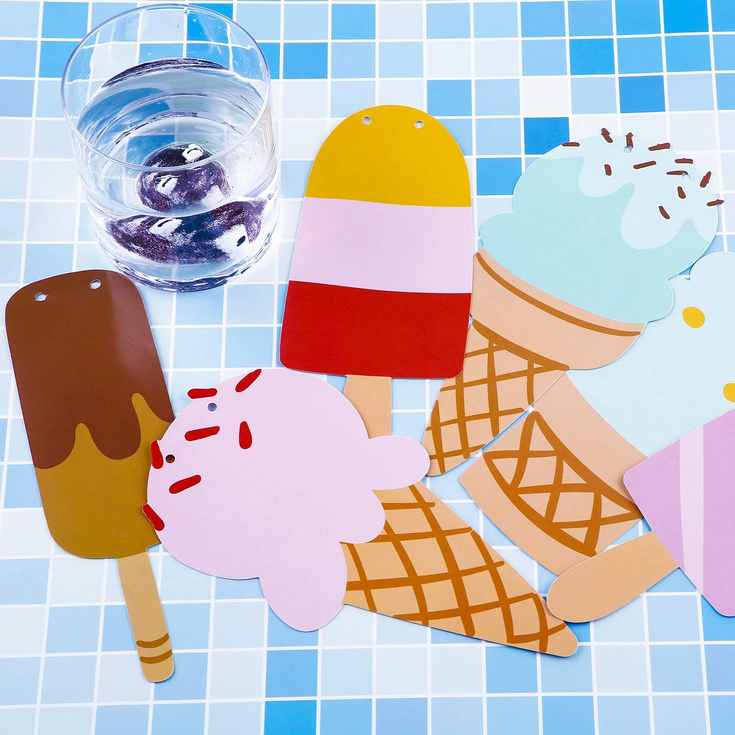 Leinuosen 2 Pack Ice Cream Bar Banner Garland Birthday Party Decorations for Ice Cream Theme Party Baby Shower Wedding Photo Prop Decorations